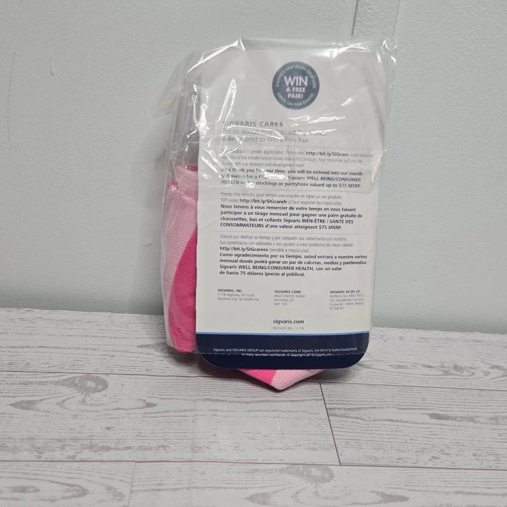 Sigvaris Well Being Microfiber Pink Stripe Compression Socks 15-20mmHg Size A